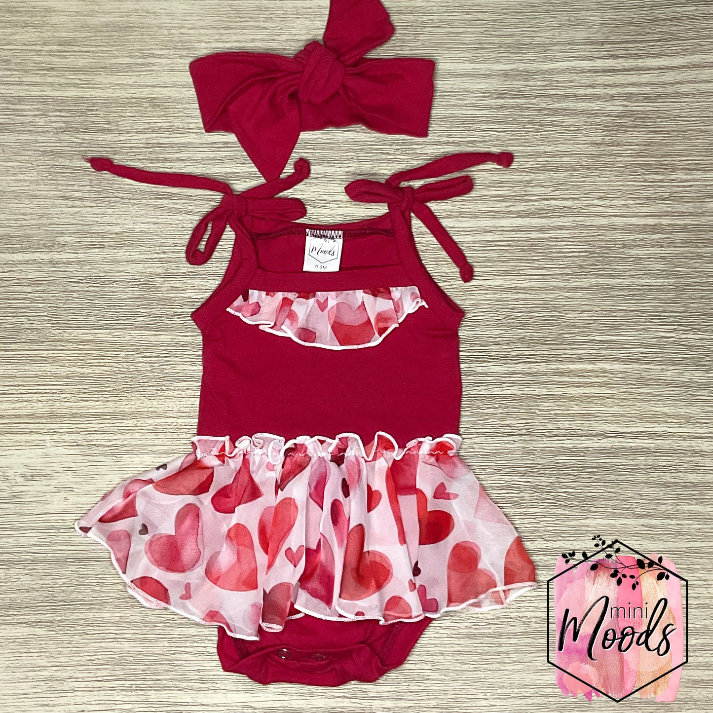 In Stock - Sweetheart Ruffle Romper Set 0-3 M