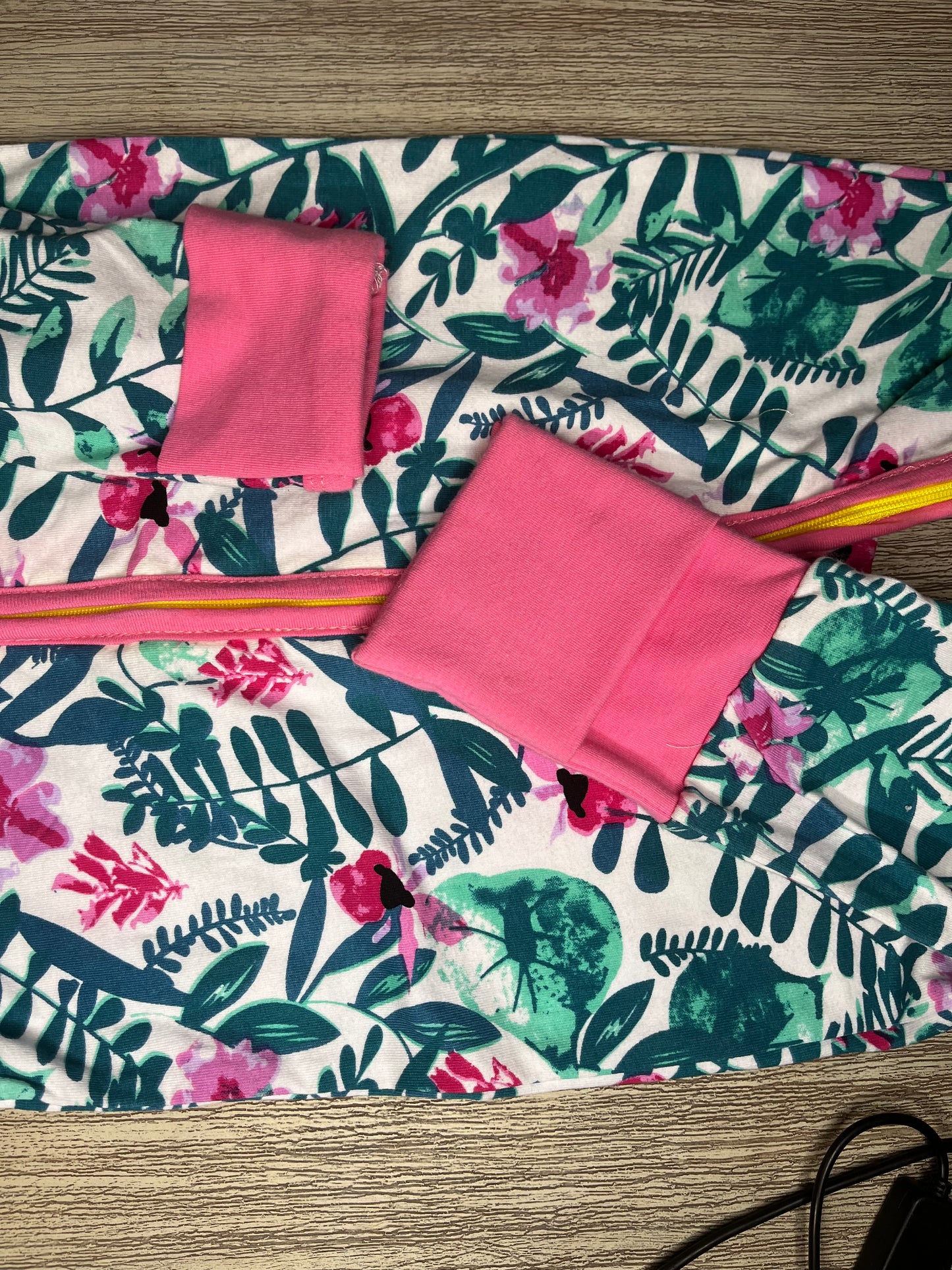 Double Zip Romper - Pink Floral/Greenery