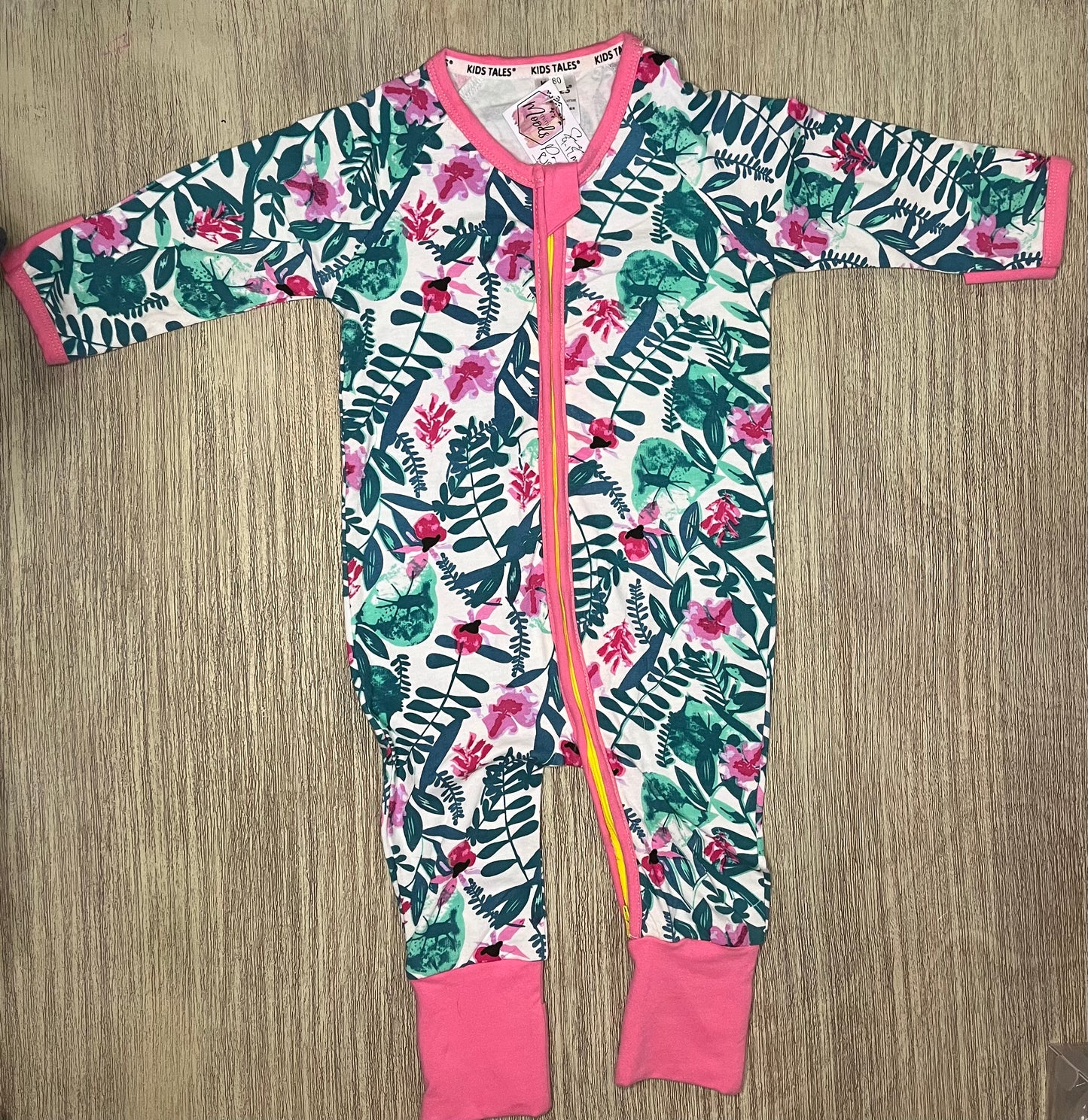 Double Zip Romper - Pink Floral/Greenery