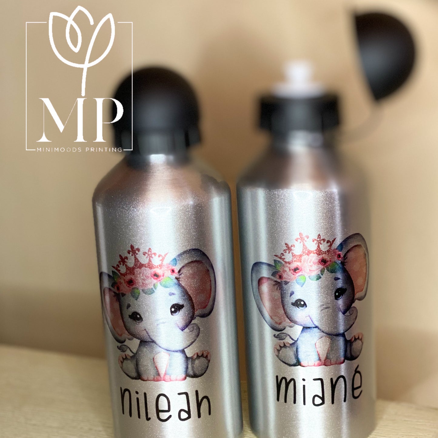 Printed Water Bottle Metal 600ml - Silver